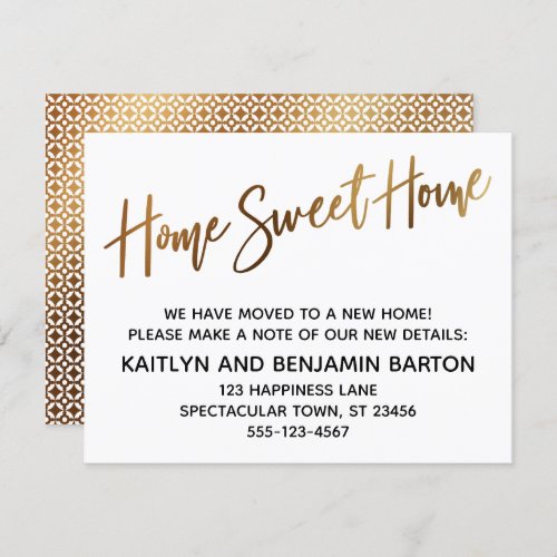 Home Sweet Home Handwriting Gold Pattern Card