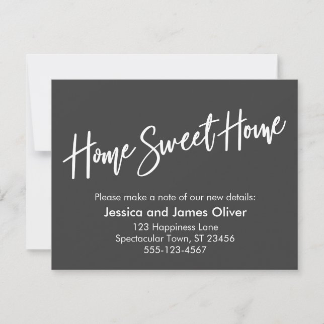 Home Sweet Home Handwriting Gray Announcement (Front)