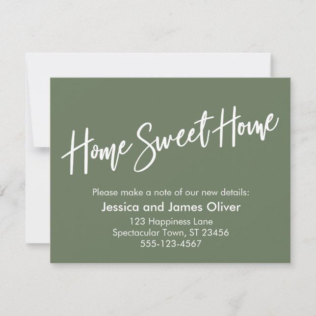 Home Sweet Home Handwriting Olive Announcement (Front)