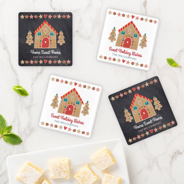 Home Sweet Home Holiday Wishes Gingerbread Cookie Coaster Set (In Situ)