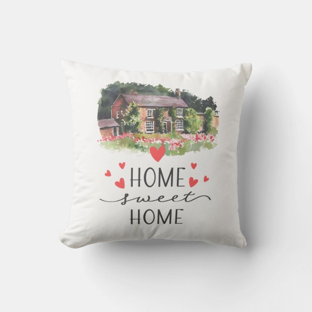 Home Sweet Home House Gardener Rustic Throw Pillow (Front)
