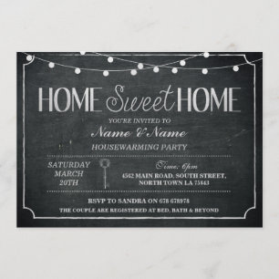 Home Sweet Home Housewarming Black & Silver Invite