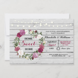 Home Sweet Home Housewarming Floral Rustic Invite
