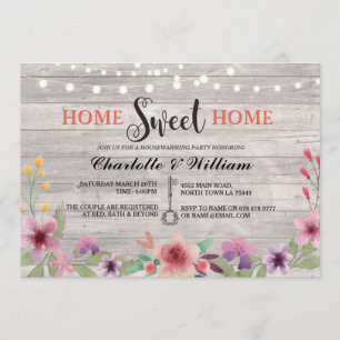 Home Sweet Home Housewarming Floral Rustic Invite