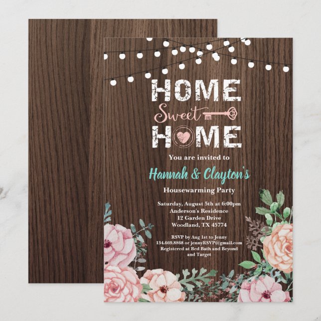 Home sweet home housewarming party invitation (Front/Back)