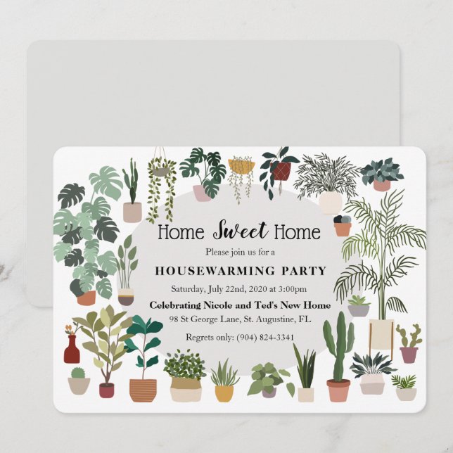 Home Sweet Home Housewarming Plant Invitation (Front/Back)