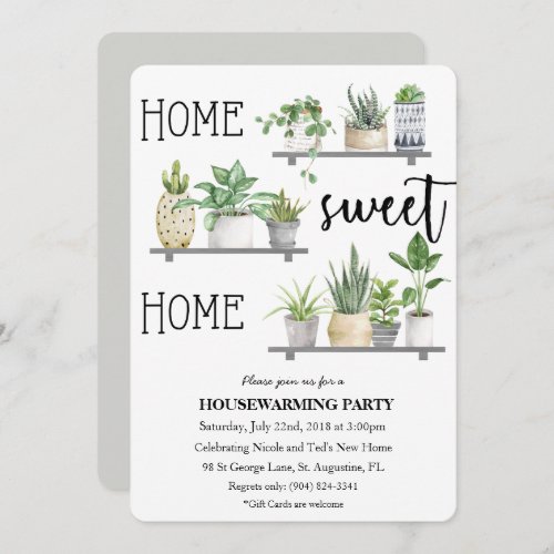 Home Sweet Home Housewarming Plant Invitation