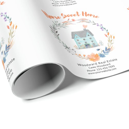 Home Sweet Home Housewarming Real Estate Custom Wrapping Paper