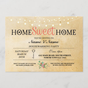 Home Sweet Home Housewarming Vintage Key Invite