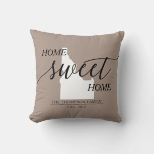 Home Sweet Home ID State Family Name Throw Pillow