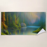 Home Sweet Home in the woods  Beach Towel