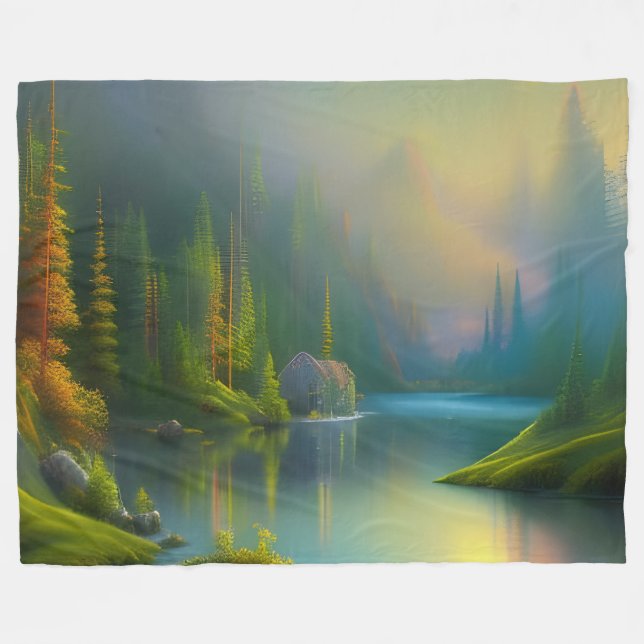 Home Sweet Home in the woods  Fleece Blanket (Front (Horizontal))