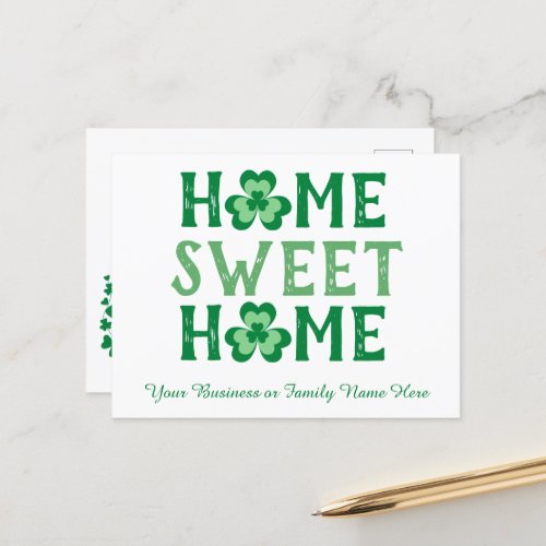 Home Sweet Home Irish Shamrock Clover Postcard