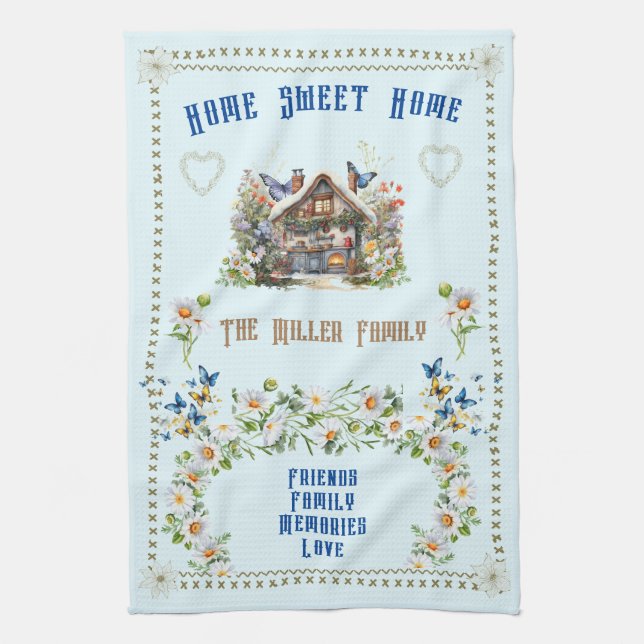Home Sweet Home Kitchen Towel Blue Colorful (Vertical)