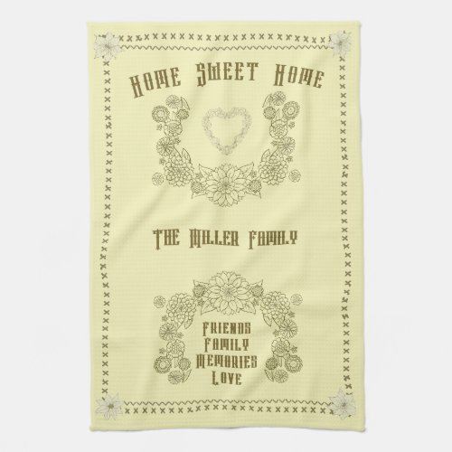 Home Sweet Home Kitchen Towel Yellow