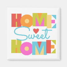 Home Sweet Home Magnet -Color Block Letters-WHT BG