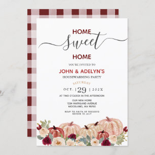 Home Sweet Home Marsala White Pumpkin Flowers Invitation