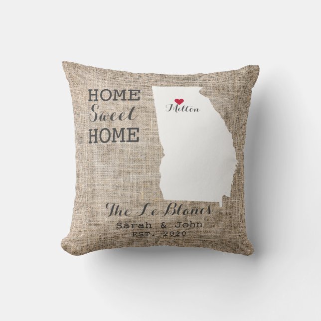 Home Sweet Home | Milton Georgia Rustic Throw Pillow (Front)
