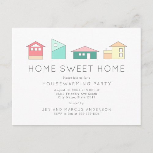 Home Sweet Home Minimalist Housewarming Party Postcard