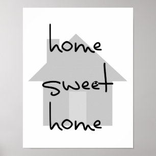 home sweet home modern black white gray simple poster