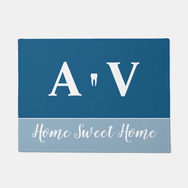 Home Sweet Home Monogram Tooth Doormat (Front)