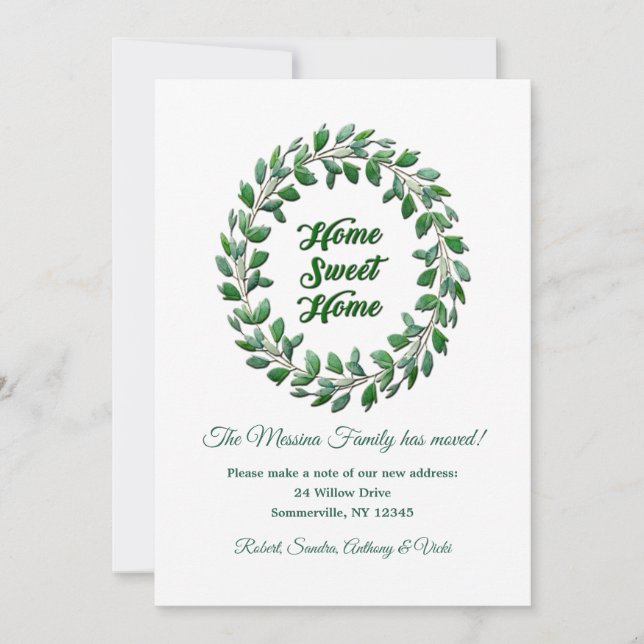 Home Sweet Home Moving Announcement (Front)