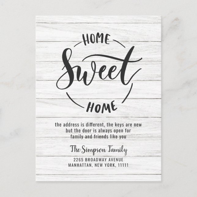 Home Sweet Home Moving Announcement Postcard (Front)
