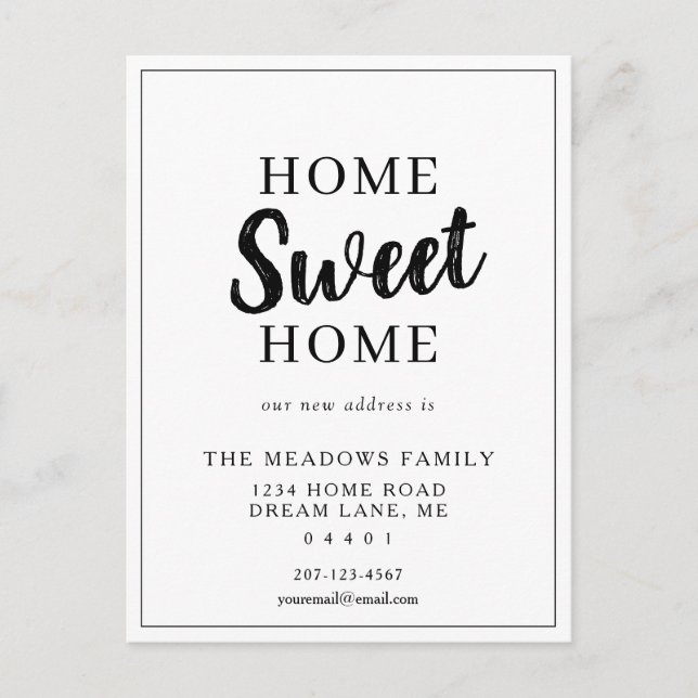 Home Sweet Home Moving Minimalist Rustic Announcement Postcard (Front)