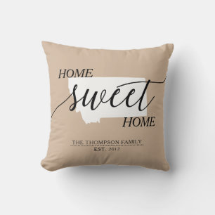 Home Sweet Home MT State Family Name Throw Pillow