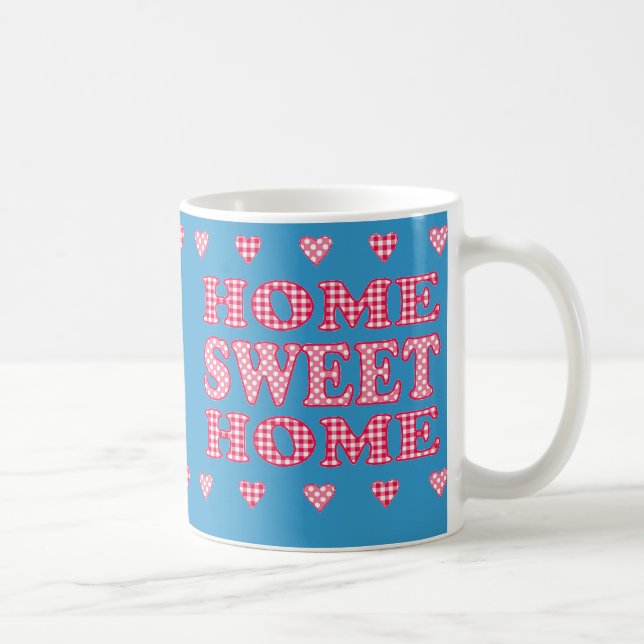 Home Sweet Home Mug: Red, White Polkas and Gingham Coffee Mug (Right)