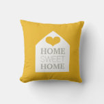 Home Sweet Home Mustard Yellow &amp; Grey Pillow at Zazzle