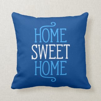 Home Sweet Home Navy Blue Throw Pillow