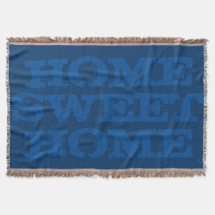 Home sweet home navy blue woven throw blanket