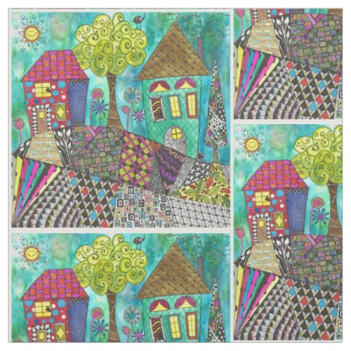 Home Sweet Home Neighborhood Houses Fabric