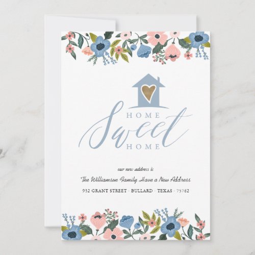 Home Sweet Home New Address Floral Botanical Announcement