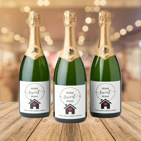 Home Sweet Home New Home Gift From Agent Sparkling Wine Label