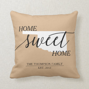 Home Sweet Home OK State Family Name Throw Pillow