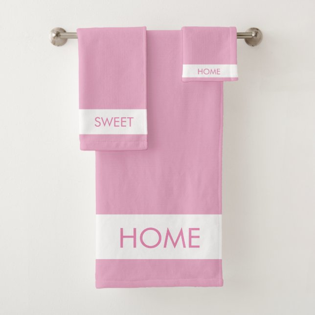 Home Sweet Home on Rose Gold & White Bath Towel Set (Insitu)