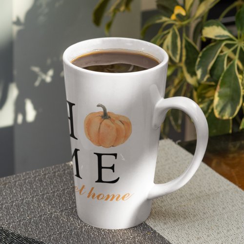 Home Sweet Home  Orange Pumpkin  Fall Season Latte Mug