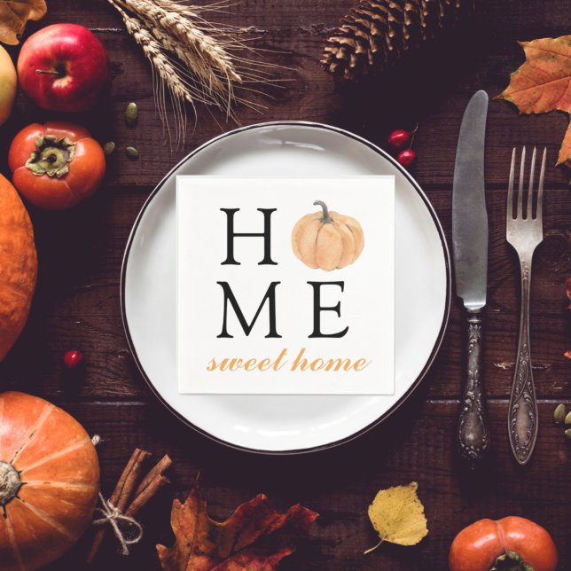 Home Sweet Home | Orange Pumpkin | Fall Season Napkins (Creator Uploaded)