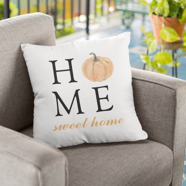 Home Sweet Home | Orange Pumpkin | Fall Season Outdoor Pillow (Creator Uploaded)