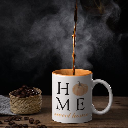 Home Sweet Home  Orange Pumpkin  Fall Season Two_Tone Coffee Mug
