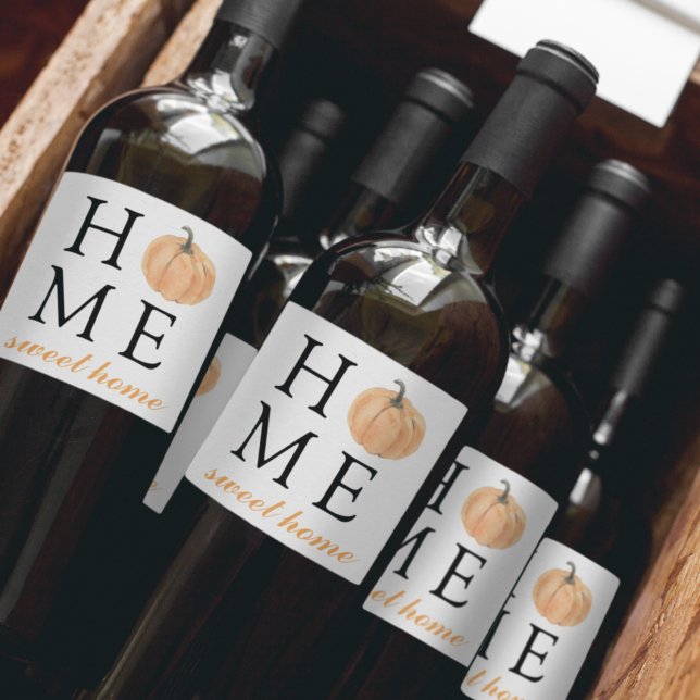 Home Sweet Home | Orange Pumpkin | Fall Season Wine Label (Creator Uploaded)