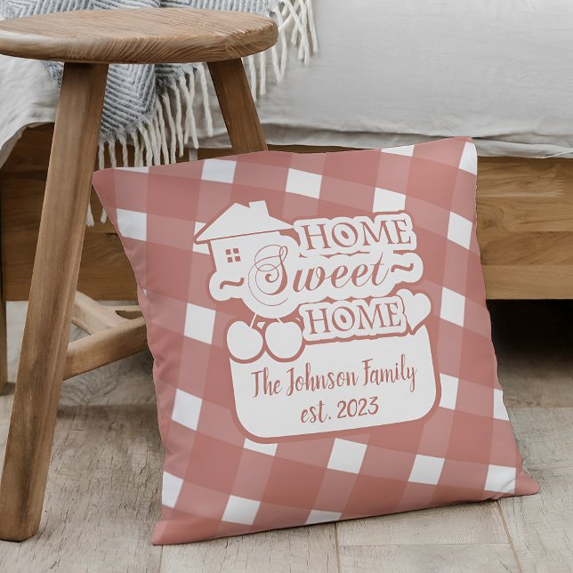Home Sweet Home Pale Maroon Family Throw Pillow (Creator Uploaded)