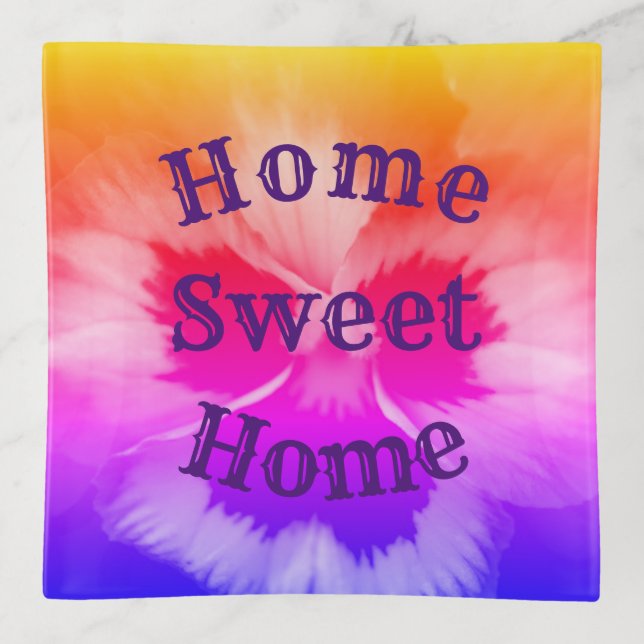 Home Sweet Home Pansy Flower   Trinket Tray (Front)