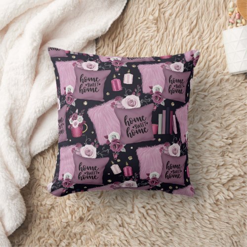Home Sweet Home Pattern Throw Pillow