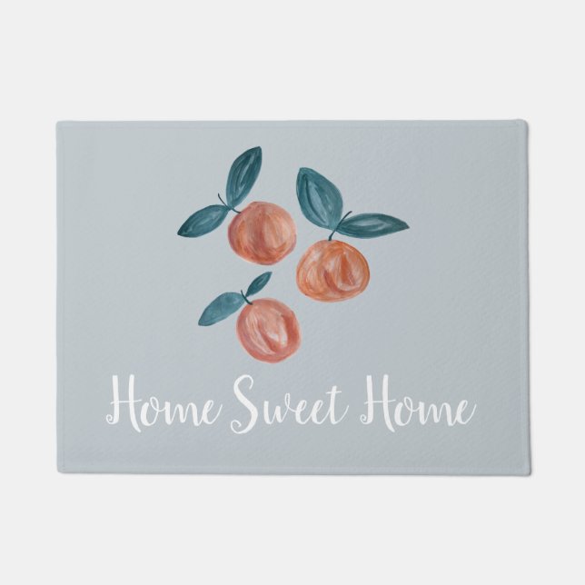 Home Sweet Home Peaches Gray Floor Mat (Front)