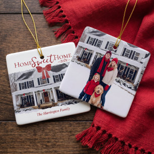 Home Sweet Home Personalized Family Photo Keepsake Ceramic Ornament