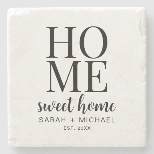 Home Sweet Home Personalized Family Stone Coaster