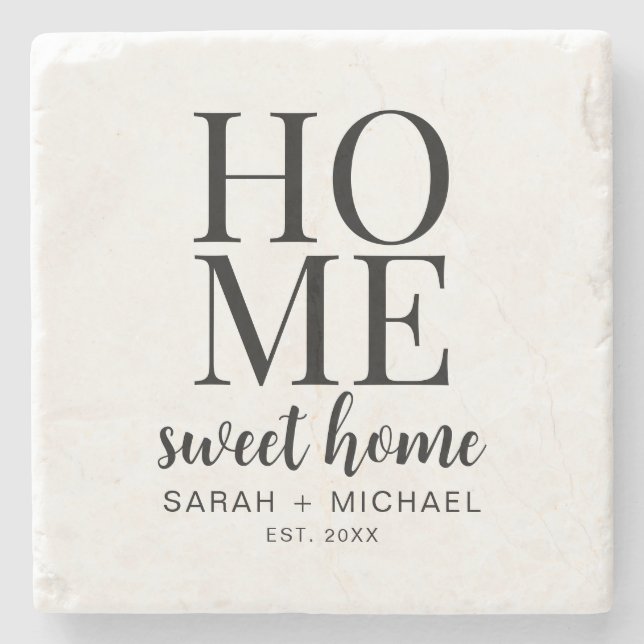 Home Sweet Home Personalized Family Stone Coaster (Front)